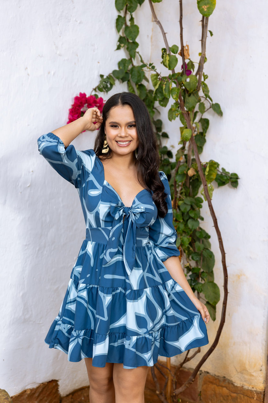 VESTIDO LILA AZUL CELESTE