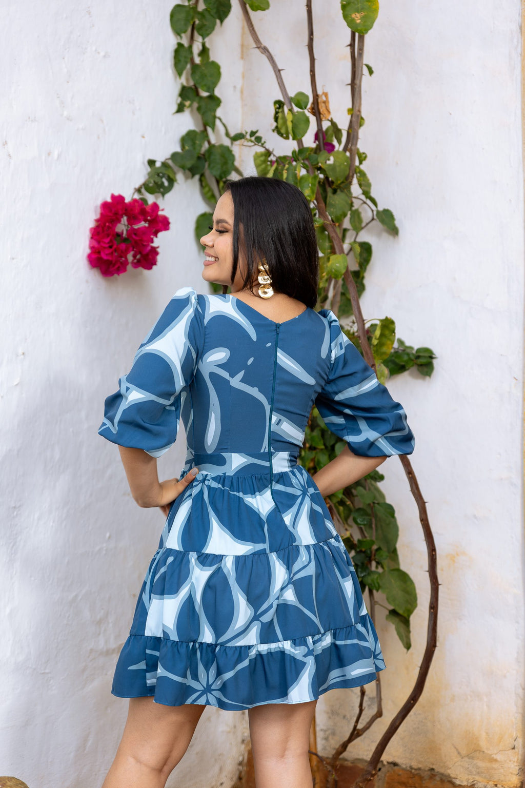 VESTIDO LILA AZUL CELESTE