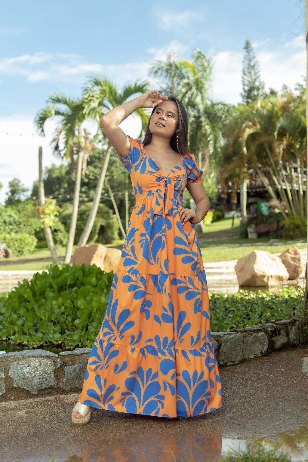 VESTIDO AMALIA NARANJA PRINT