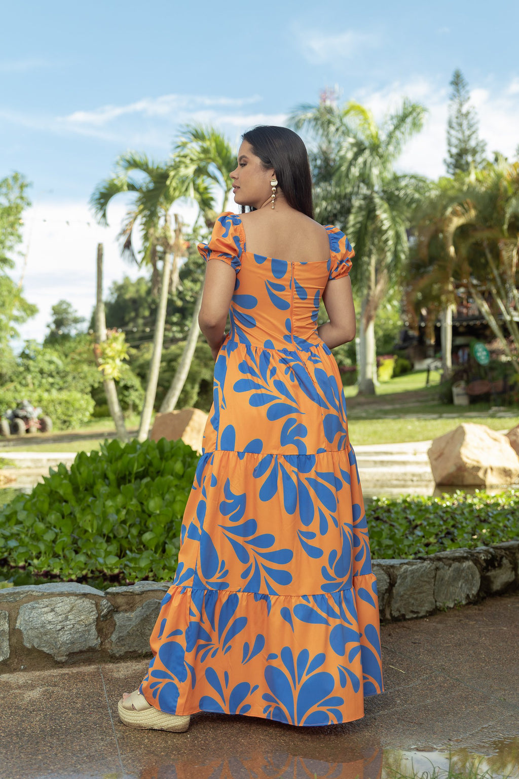 VESTIDO AMALIA NARANJA PRINT