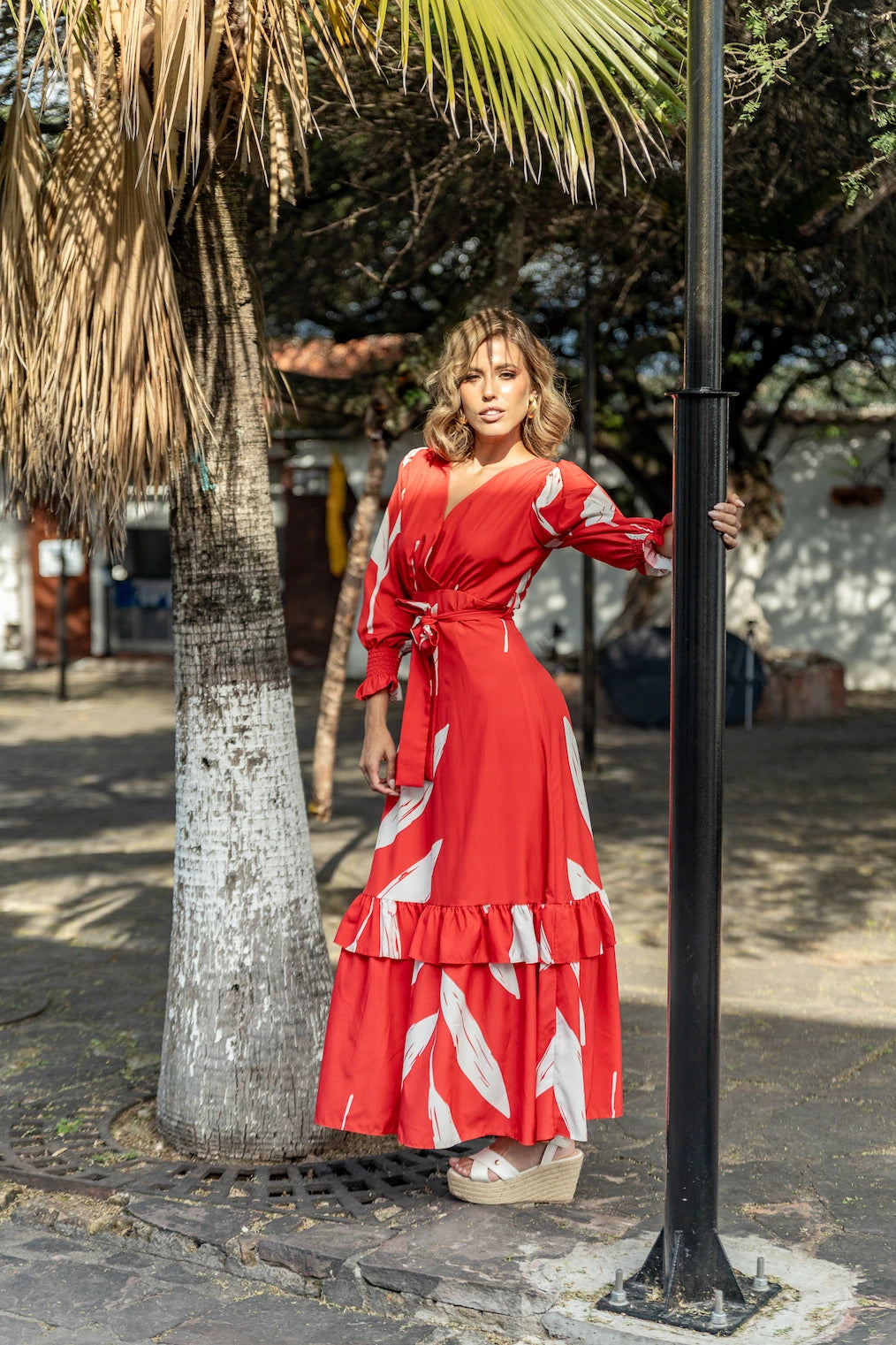 VESTIDO LUCIANA ROJO RAMA BLANCA
