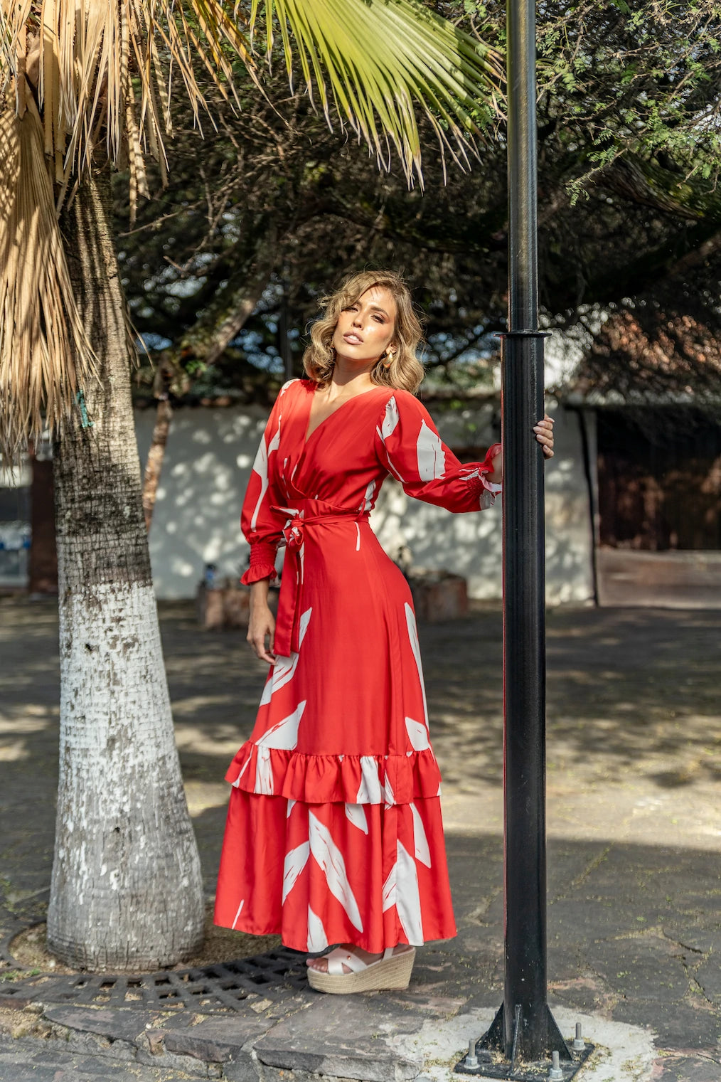 VESTIDO LUCIANA ROJO RAMA BLANCA