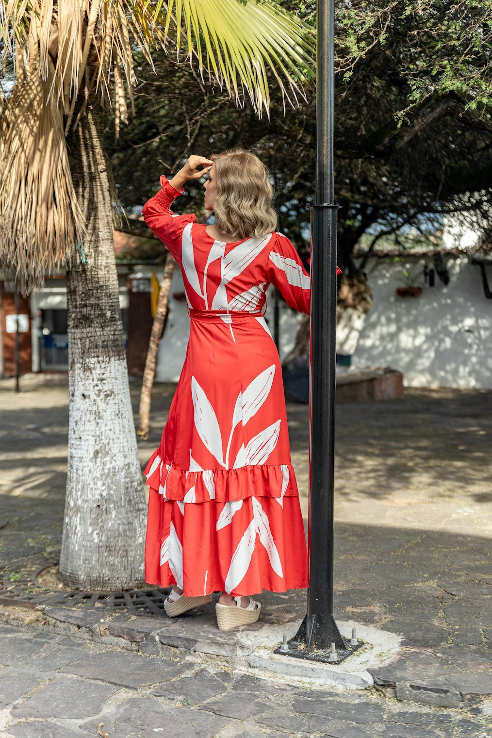 VESTIDO LUCIANA ROJO RAMA BLANCA