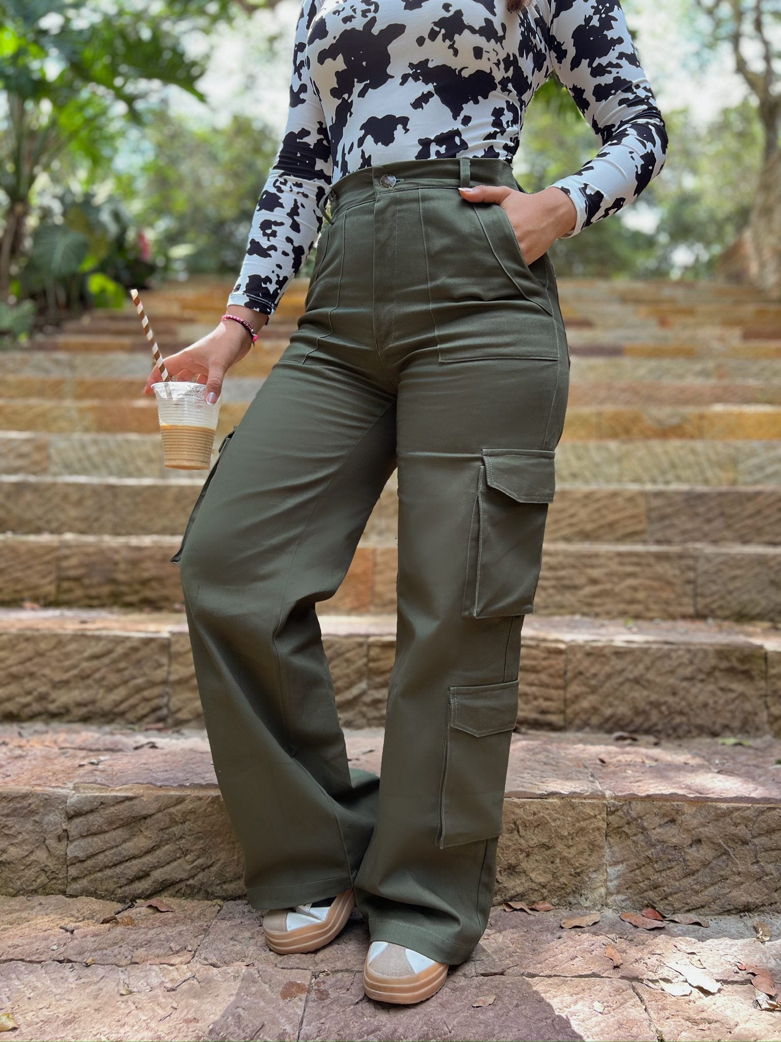 PANTALON CARGO DRIL UNICOLOR