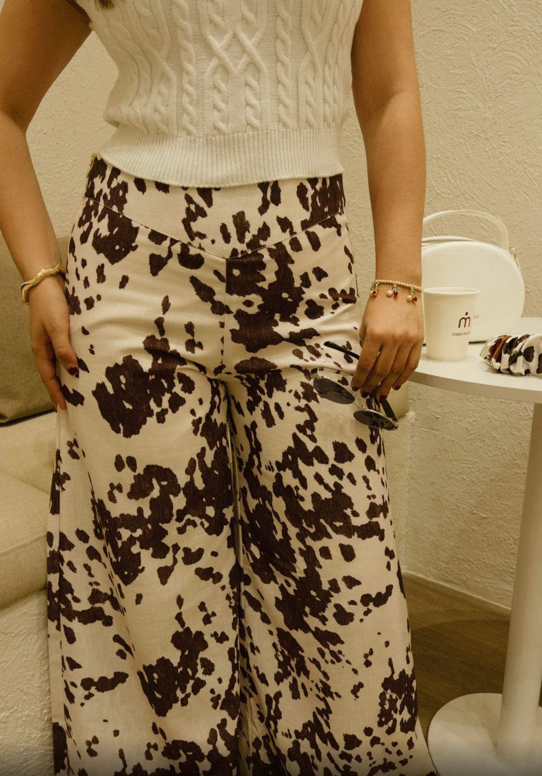 PANTALON  LINO ESTAMPADO VACA