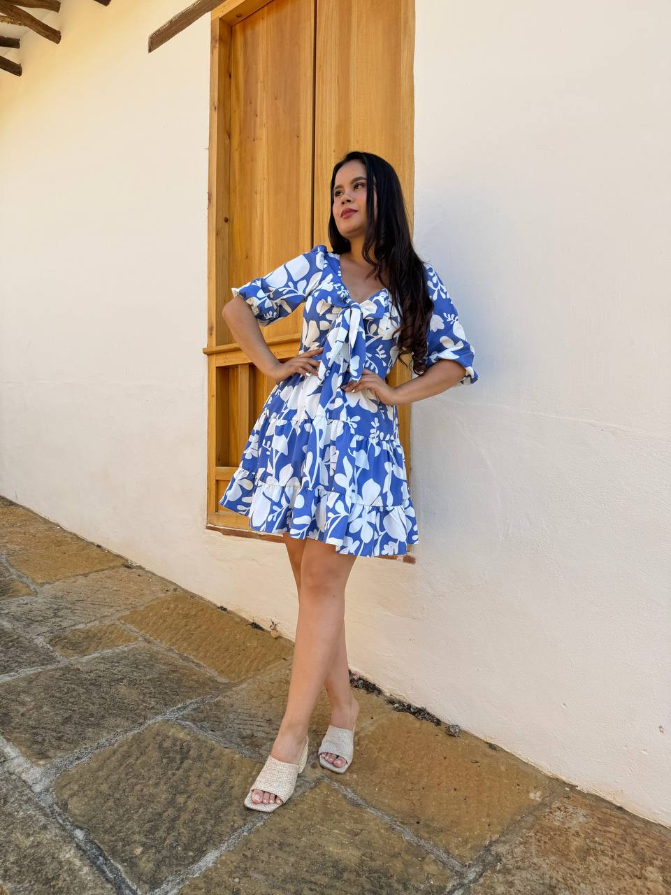 VESTIDO LILA AZUL CELESTE