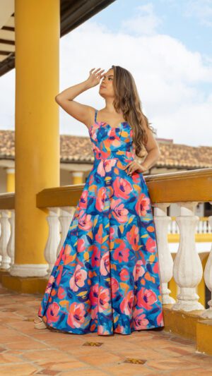 VESTIDO ALANA ESTAMPADO FLORAL AZUL