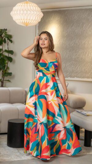 VESTIDO ALANA ESTAMPADO FLORAL NARANJA