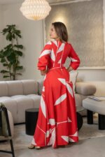 VESTIDO MILA ESTAMPADO ROJO HOJA BLANCO - Imagen 3