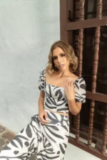 SET EN LINO ANDREINA NEGRO ABSTRACTO - Imagen 4