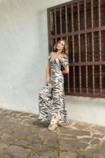 SET EN LINO ANDREINA NEGRO ABSTRACTO - Imagen 3