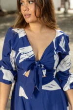 VESTIDO MILA AZUL RAMA BLANCA - Imagen 3