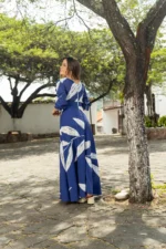 VESTIDO MILA AZUL RAMA BLANCA - Imagen 2