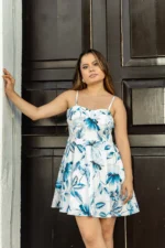 VESTIDO FIORELLA BLANCO FLORES AZULES - Imagen 4