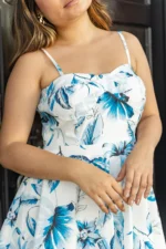 VESTIDO FIORELLA BLANCO FLORES AZULES - Imagen 3
