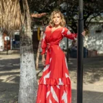 VESTIDO LUCIANA ROJO RAMA BLANCA
