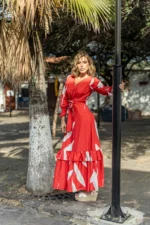 VESTIDO LUCIANA ROJO RAMA BLANCA