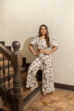 SET FABIANA LINO ESTAMPADO CAFE