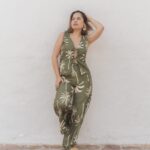 SET AMELIA EN LINO VERDE ESTAMPADO