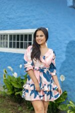 VESTIDO FATIMA FLORES AZUL ROSADO