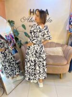 VESTIDO GABRIELLE ESTAMPADO NEGRO CON BLANCO - Imagen 2