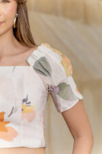SET EMANUELA EN LINO ESTAMPADO FLORAL TREBOL - Imagen 2